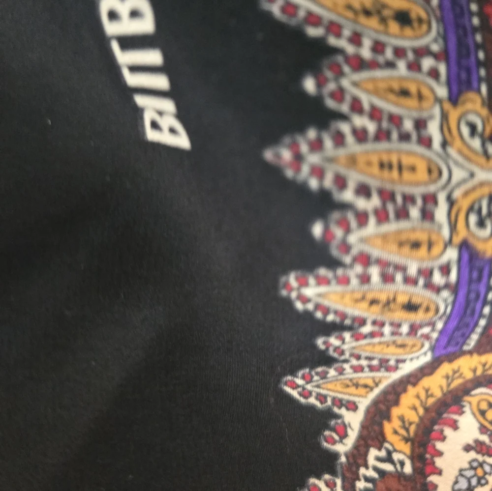 Bill Blass Vintage Elegant Black and Gold Patterned Silk Scarf